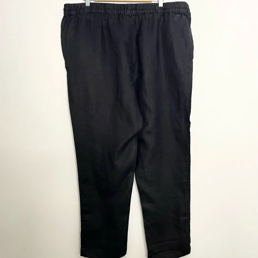 H&M+ Women’s Pull-On Linen Pants Black NWT Size XXL